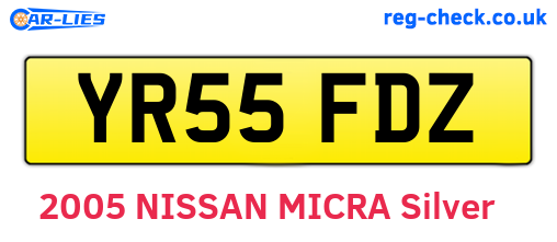 YR55FDZ are the vehicle registration plates.