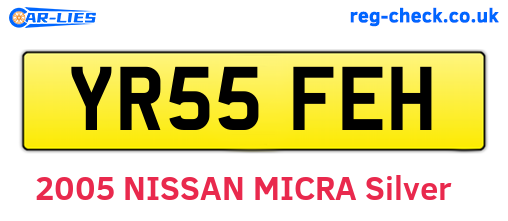 YR55FEH are the vehicle registration plates.
