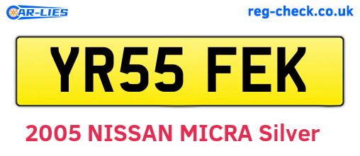 YR55FEK are the vehicle registration plates.