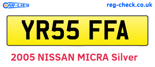 YR55FFA are the vehicle registration plates.