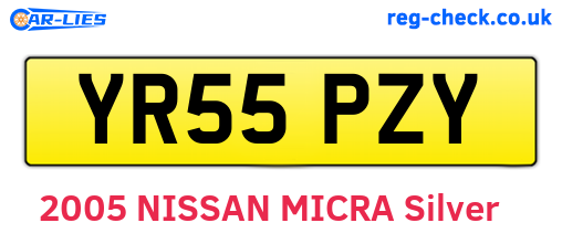 YR55PZY are the vehicle registration plates.