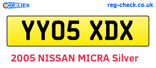 YY05XDX are the vehicle registration plates.