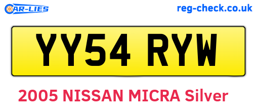 YY54RYW are the vehicle registration plates.