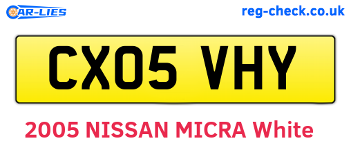 CX05VHY are the vehicle registration plates.