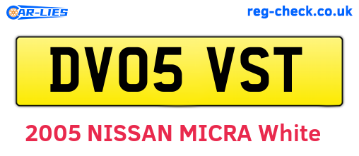 DV05VST are the vehicle registration plates.