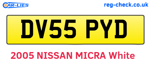 DV55PYD are the vehicle registration plates.