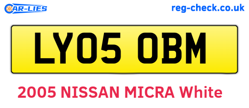 LY05OBM are the vehicle registration plates.