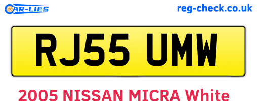 RJ55UMW are the vehicle registration plates.