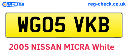 WG05VKB are the vehicle registration plates.