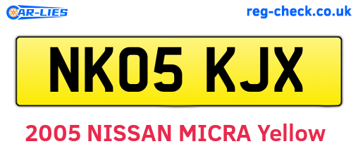 NK05KJX are the vehicle registration plates.