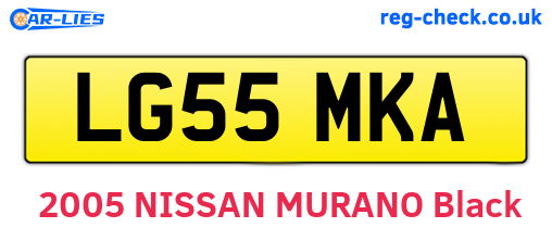 LG55MKA are the vehicle registration plates.