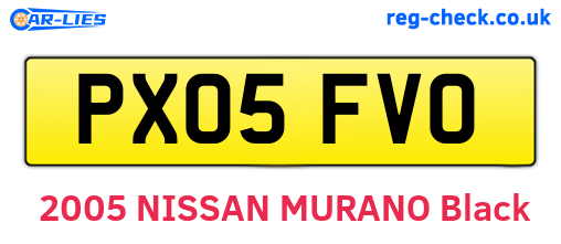PX05FVO are the vehicle registration plates.