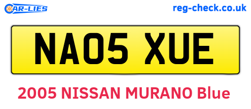 NA05XUE are the vehicle registration plates.