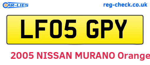 LF05GPY are the vehicle registration plates.