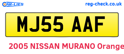 MJ55AAF are the vehicle registration plates.