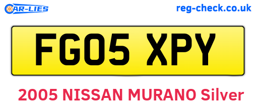 FG05XPY are the vehicle registration plates.