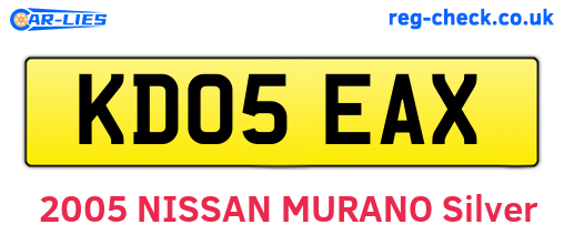 KD05EAX are the vehicle registration plates.