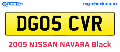 DG05CVR are the vehicle registration plates.