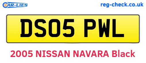 DS05PWL are the vehicle registration plates.