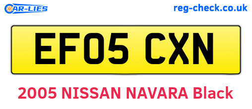 EF05CXN are the vehicle registration plates.