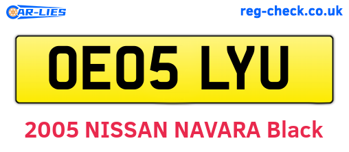 OE05LYU are the vehicle registration plates.