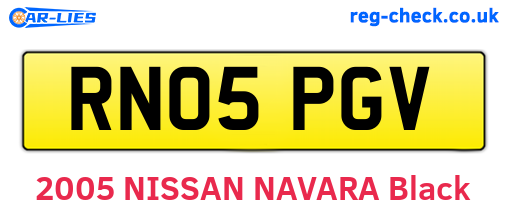 RN05PGV are the vehicle registration plates.