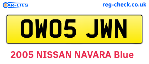 OW05JWN are the vehicle registration plates.