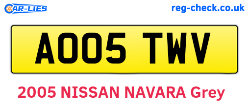 AO05TWV are the vehicle registration plates.