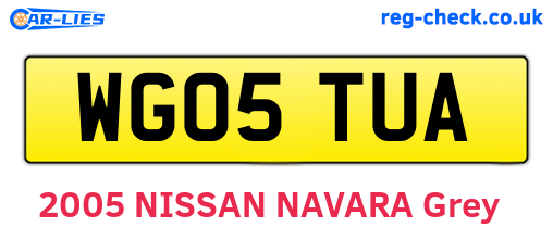 WG05TUA are the vehicle registration plates.