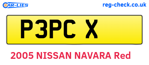 P3PCX are the vehicle registration plates.