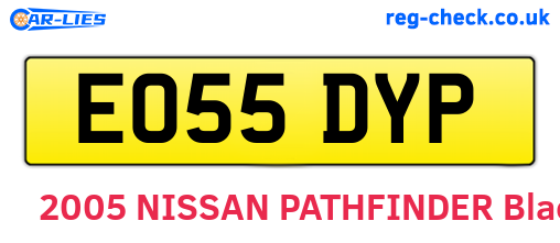 EO55DYP are the vehicle registration plates.