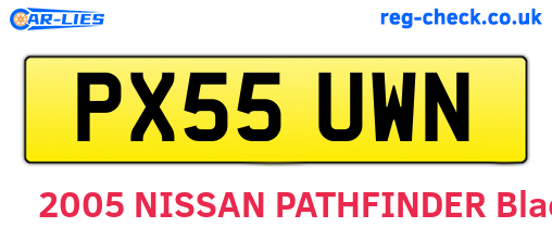 PX55UWN are the vehicle registration plates.