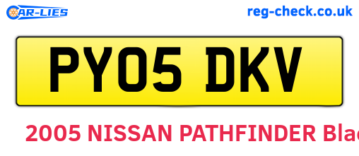 PY05DKV are the vehicle registration plates.