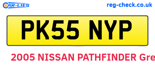 PK55NYP are the vehicle registration plates.