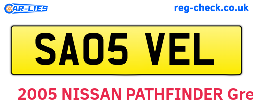 SA05VEL are the vehicle registration plates.