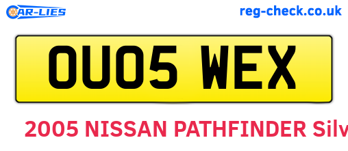 OU05WEX are the vehicle registration plates.