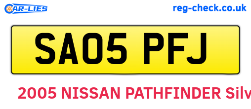 SA05PFJ are the vehicle registration plates.