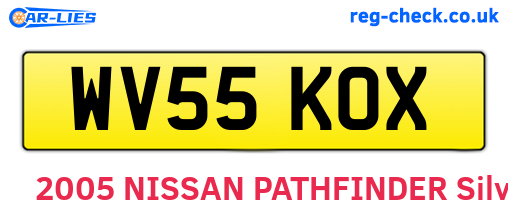WV55KOX are the vehicle registration plates.