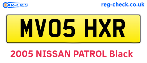MV05HXR are the vehicle registration plates.