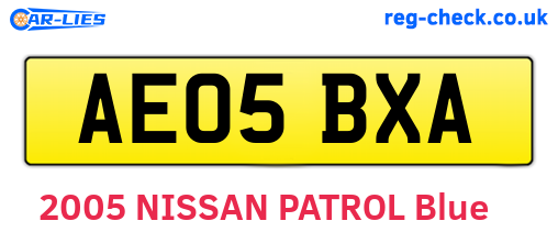 AE05BXA are the vehicle registration plates.