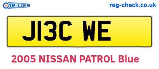 J13CWE are the vehicle registration plates.