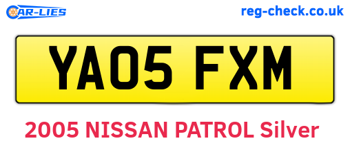 YA05FXM are the vehicle registration plates.
