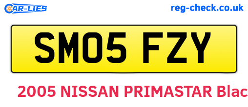 SM05FZY are the vehicle registration plates.