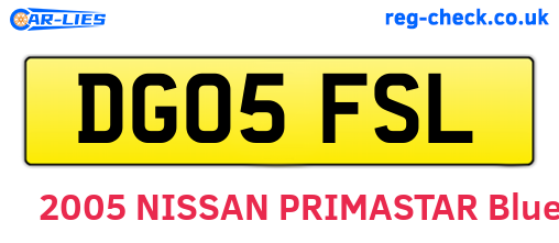 DG05FSL are the vehicle registration plates.