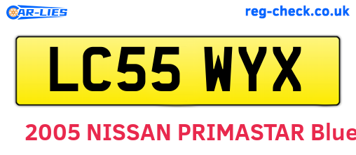 LC55WYX are the vehicle registration plates.
