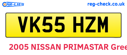 VK55HZM are the vehicle registration plates.