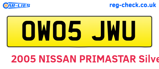OW05JWU are the vehicle registration plates.