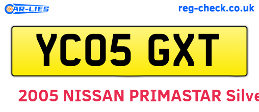 YC05GXT are the vehicle registration plates.