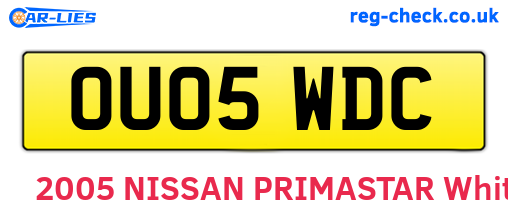 OU05WDC are the vehicle registration plates.
