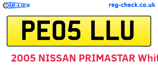 PE05LLU are the vehicle registration plates.